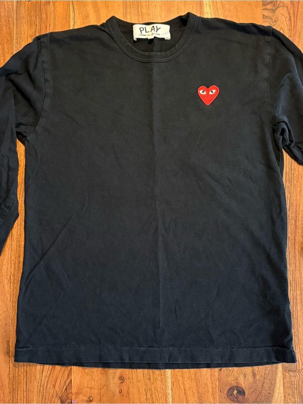 Comme des Garcons PLAY Black Long Sleeve Tee with Red Heart Logo